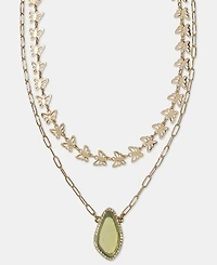 lonna & lilly Gold-Tone Stone Butterfly Layered Necklace