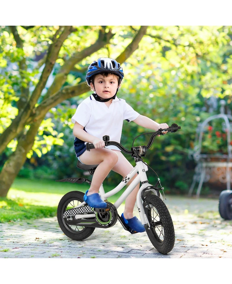 Hongge Kids 12 Inch Training Bike with Dual Brakes Adjustable Seat and Basket for Ages 3 to 4