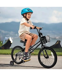 Hongge Kids Training Bike with Adjustable Height Dual Brakes Basket and Training Wheels