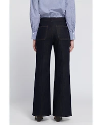 Elle Collection Women's Patch Pocket Wide Leg Jean Wide-Leg Pants