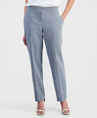 Kasper Women's Plaid Fly Front High-Rise Slim Pants
