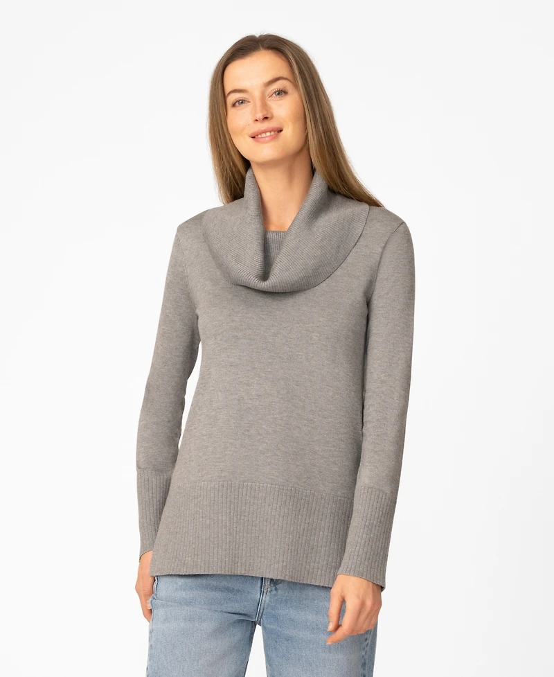Melissa Paige Women's Rib Cowl Neck Tunic Sweater