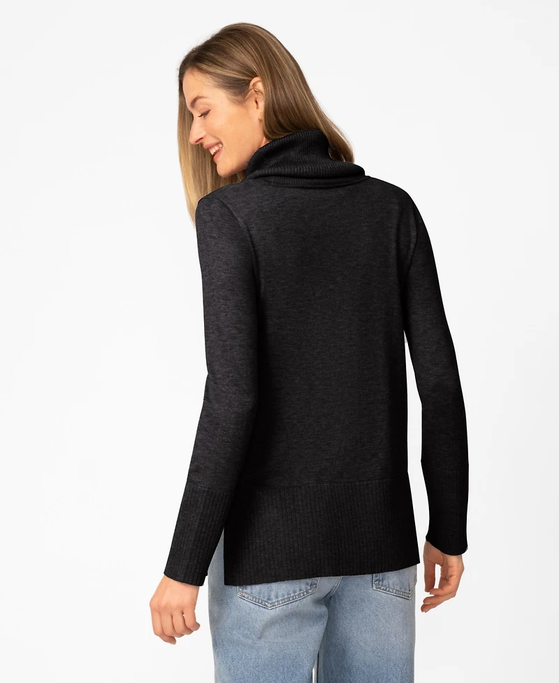 Melissa Paige Women's Rib Cowl Neck Tunic Sweater