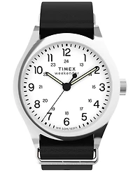 Timex Men's Quartz Analog Black Leather Watch, 39mm