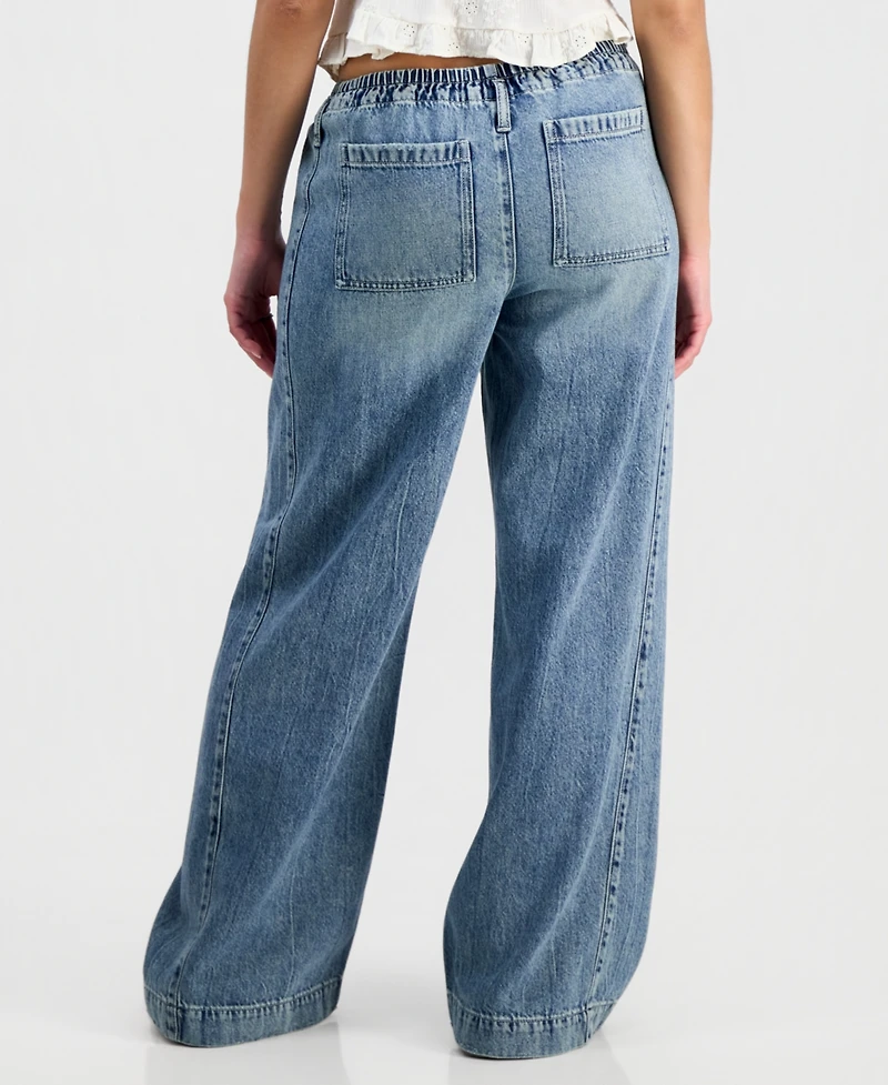 Celebrity Pink Juniors' Lightweight Tie-Waist Wide-Leg Jeans