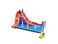 Hongge 5-in-1 Inflatable Water Slide Bounce House with Dual Slides, Splash Pool, and 735W Blower
