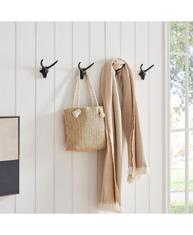 Danya B 4 Piece Goat Head with Horns Decorative Wall Hook Set