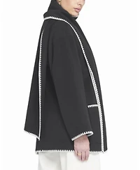 Elle Collection Women's Coat With Detachable Scarf Shirt Jacket