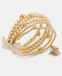 lonna & lilly Gold-Tone Crystal Multi Bead Layered Stretch Bracelet
