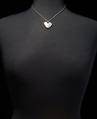 Dkny Two-Tone Puff Heart Pendant Necklace, 16" + 3" extender