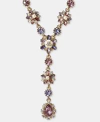 Marchesa Gold-Tone Crystal Cluster Lariat Necklace, 16" + 3" extender