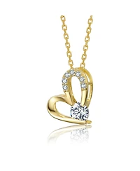 Rachel Glauber 14K Gold Plated with Clear Cubic Zirconia Heart Design Pendant Necklace