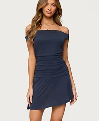 Edikted Women's Robynne Asymmetric Off Shoulder Mini Dress