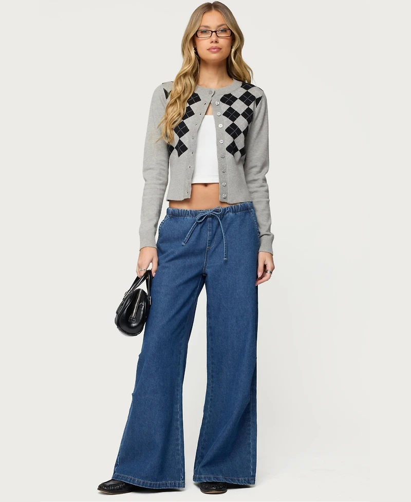 Edikted Women's Vicky Tie Waist Low Rise Baggy Jeans