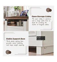 Gaomon Farmhouse Nightstand Set of 2 with Charging Station, 18" Rustic Night Stand with 2 Storage Drawers, Wood End Table