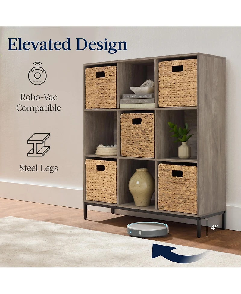 Best Choice Products Elevated 9-Cube Storage Organizer, 11in Shelf, Bookcase, Display w/ Metal Legs