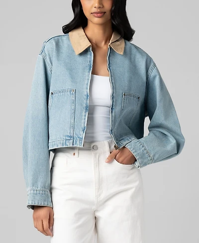 Blank Nyc Women's Crop Denim Zip Front Barn Jacket