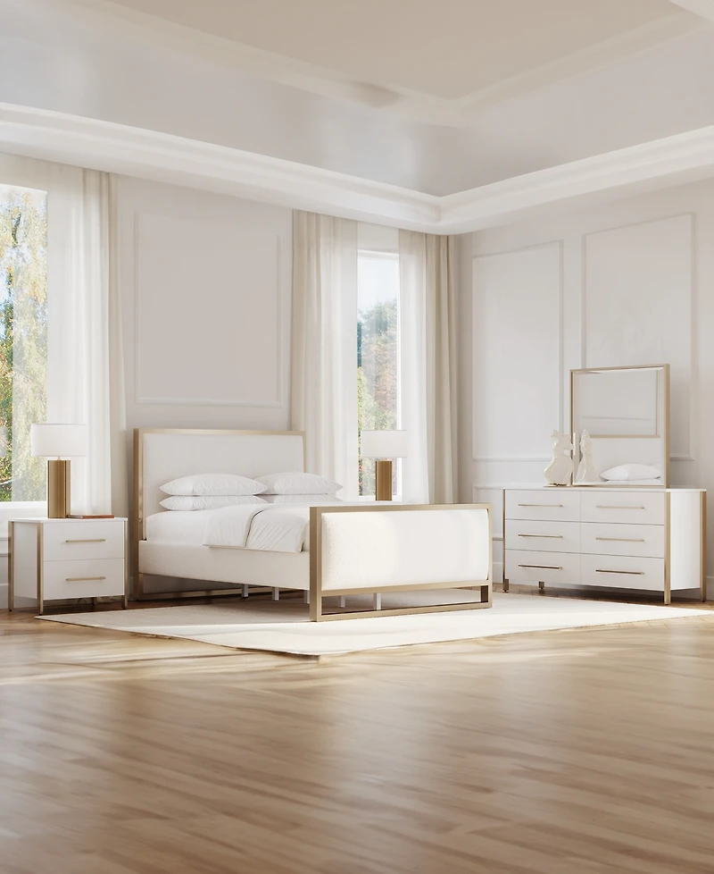 Furniture Emila 3-Pc. King Bed Set Upholstered King Bed, 2-Drawer Nightstand and Dresser