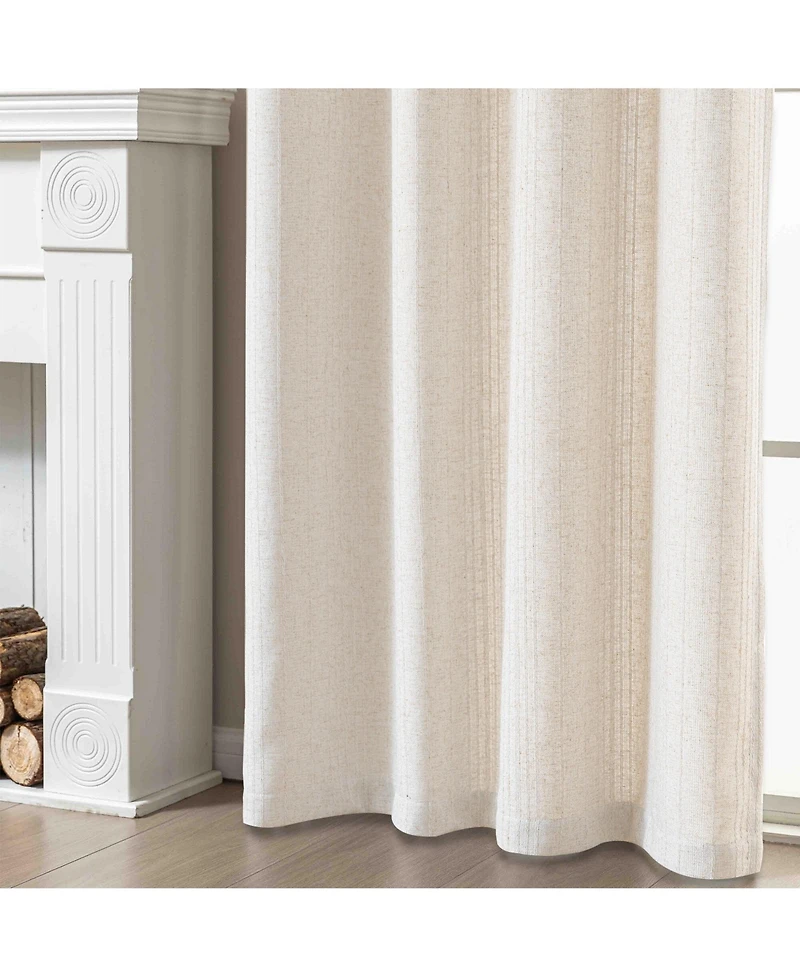 Awesome Home Linen Blend Solid Striped Room Darkening Curtains Pair