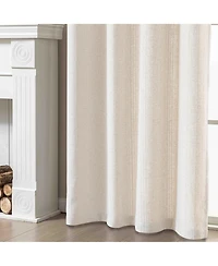 Awesome Home Linen Blend Solid Striped Room Darkening Curtains Pair