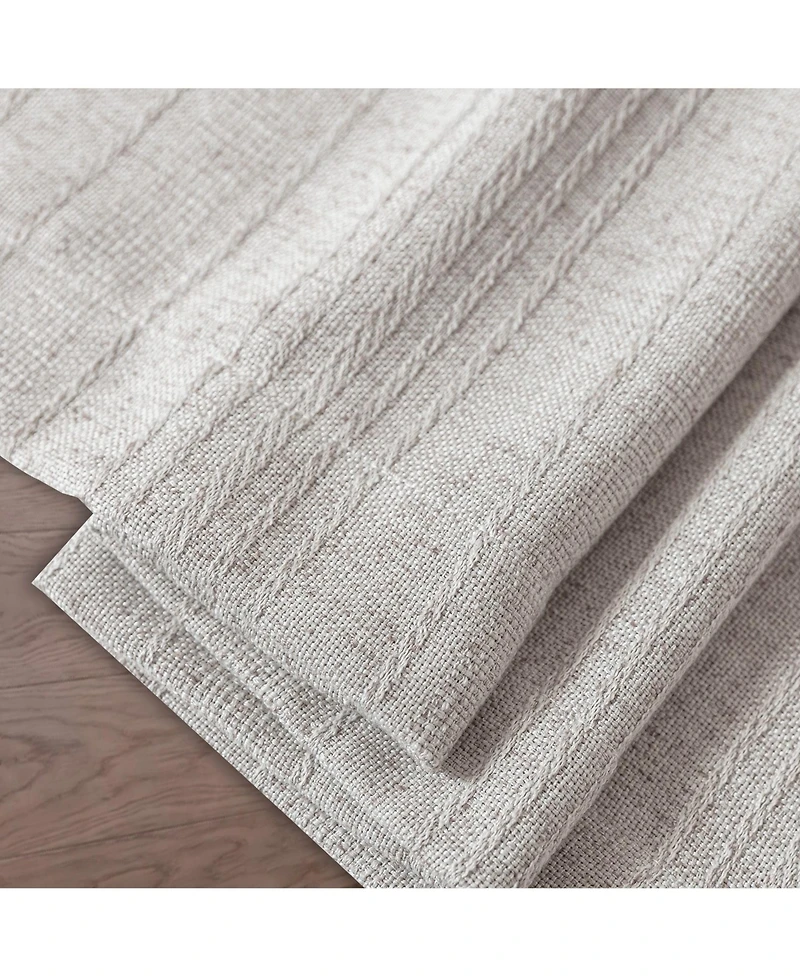 Awesome Home Linen Blend Solid Striped Room Darkening Curtains Pair