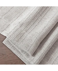 Awesome Home Linen Blend Solid Striped Room Darkening Curtains Pair