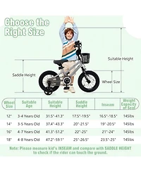 Kids Training Bike Adjustable with Dual Brakes and Front Basket