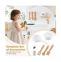 Hongge Wooden Kids Play Kitchen with Stove Sink Microwave and Oven