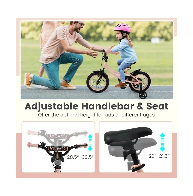 Hongge 14 Inch Kids Bike with Adjustable Training Wheels