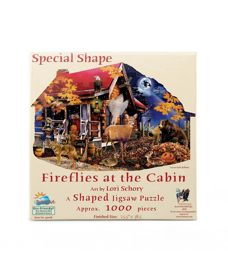SunsOut Fireflies at the Cabin 1000 piece Jigsaw Puzzle for Adults Special Shape Halloween