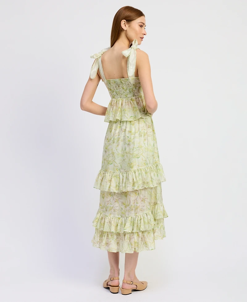 En Saison Women's Claire Ruffled Tiered A-Line Midi Skirt