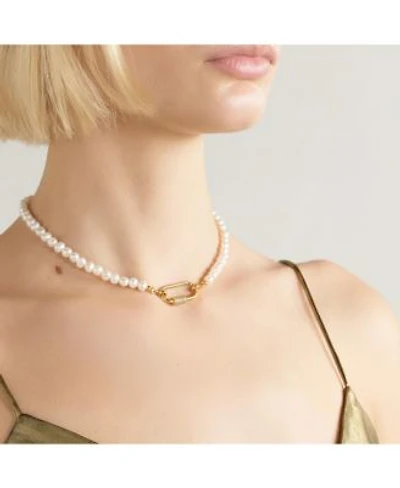 18k Gold Freshwater Pearl With Lock Taylor Necklace Medium