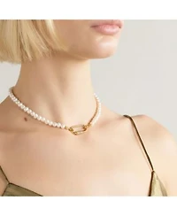 18k Gold Freshwater Pearl With Lock Taylor Necklace Medium