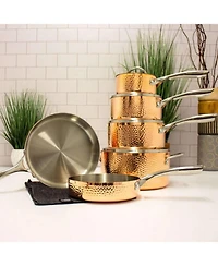 BergHOFF Vintage Tri-Ply Copper 5.5" Saucepan 1qt. with Lid, Hammered