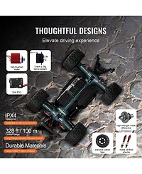 Sugift 1:10 Scale Rc Monster Truck with Dual Batteries & High Torque