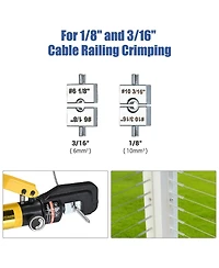 Yescom Hydraulic Wire Crimping Tool with Cable Cutter for Battery Cable Lug Terminal 1/8" to 3/16" Deck Railing Hardware