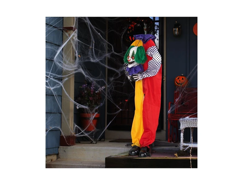 Mondawe 4.5ft Grins Animatronic Clown with Pre-Recorded Phrases and Led Eyes