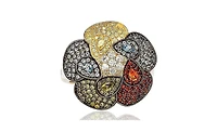 Suzy Levian Sterling Silver Cubic Zirconia Pave Multi-Color Flower Ring