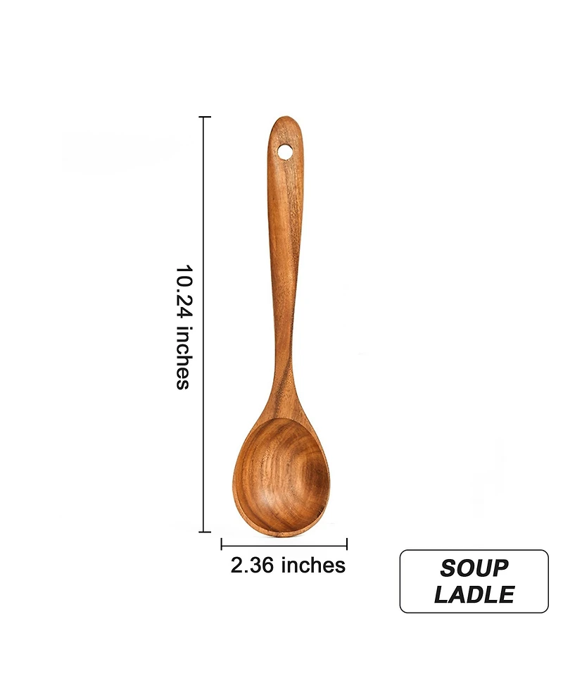 Sugift 9-Piece Natural Teak Wooden Kitchen Utensils Set