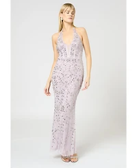 Beauut Women's Embellished Sequin Beaded Maxi Corset Dress