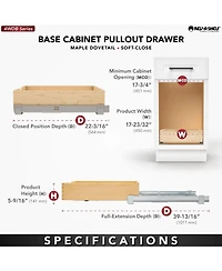 Rev-a-Shelf 17.71" Pullout Kitchen Cabinet Drawer w/ Soft-close, 4WDB-18SC-1