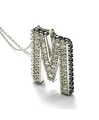 Suzy Levian Sterling Silver Sapphire 3-d Letter "M" Initial Pendant