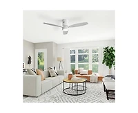 Sofucor 52-inch Classic White 3-Blade Flush Mount Light Ceiling Fan with Remote Control and Supporting Mobile Device Connection