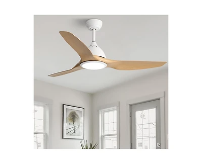 Sofucor 52-inch Modern White 3-Blade Ceiling Fan with Led Light and Remote Control