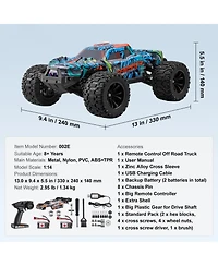 Mecale Rc Car 1:14, 4WD Off-Road Truck with Extra Shell, 45° Wheelie, Adjustable Speed, 42 km/h Hobby Racing Car for Kids 8+.