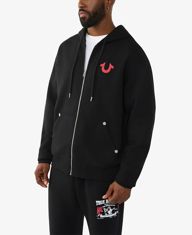 True Religion Men's Number One Logo Zip Up Hoodie