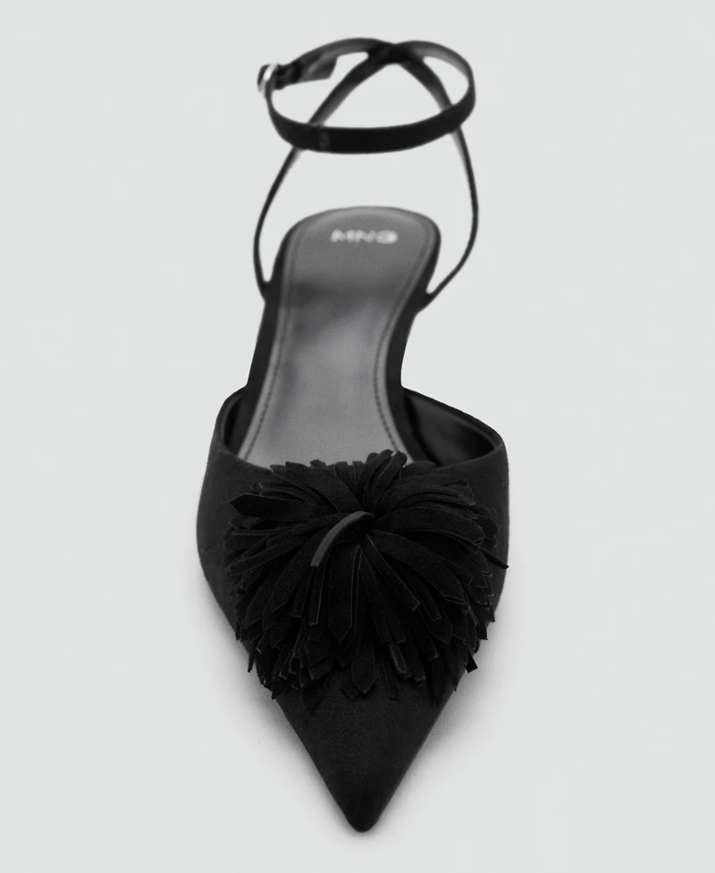 Mango Women's Kitten-Heel Pom-Pom Shoes