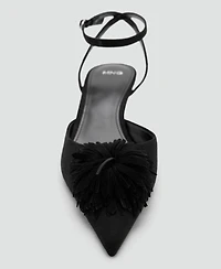 Mango Women's Kitten-Heel Pom-Pom Shoes