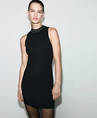 Mango Women's Sequin Collar Knitted Dress