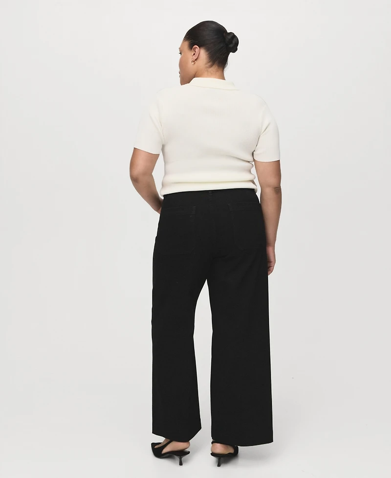 Mango Women's Pockets Wide-Leg Jeans